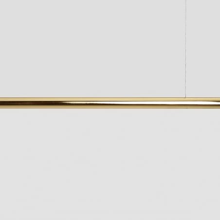 Podłużna złota pozioma nowoczesna lampa wisząca Pure Gold 2 punktowa szklane okrągłe klosze nad stół do jadalni kuchni salonu