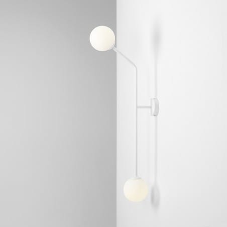Minimalistyczny pionowy 2 kloszowy wysoki kinkiet Pure biały styl nowoczesny