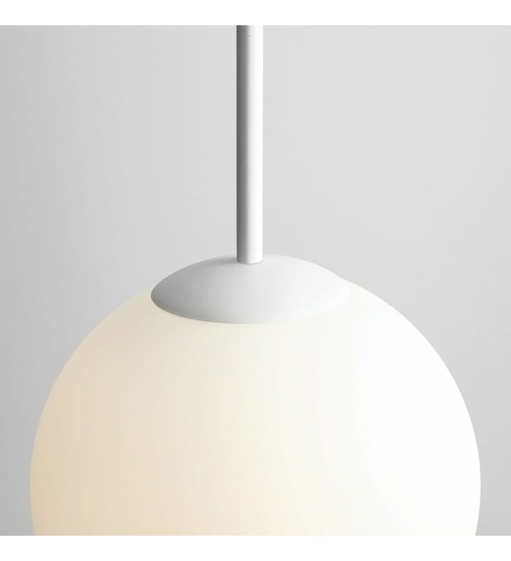 Lampa wisząca Bosso biała okrągła pojedyncza szklana 30cm do kuchni salonu jadalni sypialni