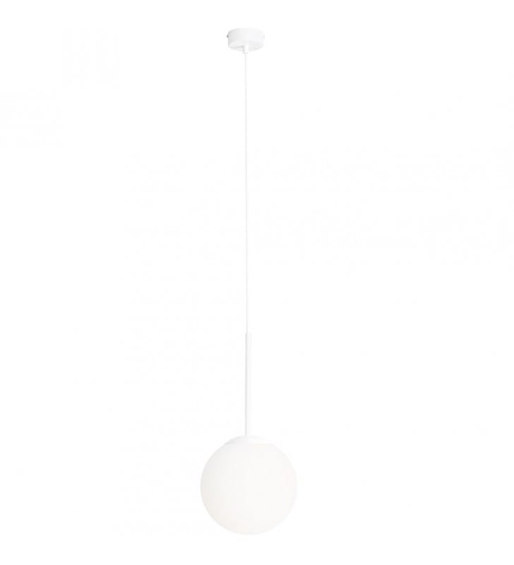 Lampa wisząca Bosso biała okrągła 20cm szklana kula do salonu kuchni sypialni jadalni