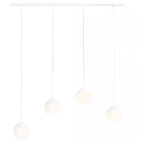 Lampa wisząca Bosso biała 4 punktowa z okrągłymi szklanymi kloszami np. nad stół