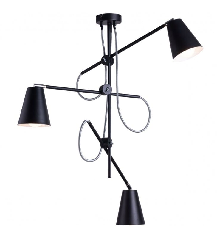 Nowoczesny czarny żyrandol lampa wisząca Arte 3 żarówki styl loft industrialny regulacja ramion