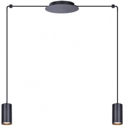 Podwójna nowoczesna lampa wisząca z regulowanym rozstawem ramion Puerto czarna styl techniczny