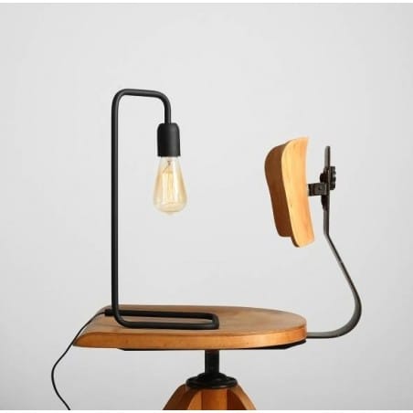 Eko czarna minimalistyczna metalowa lewa lampa stołowa w stylu loftowym industrialnym