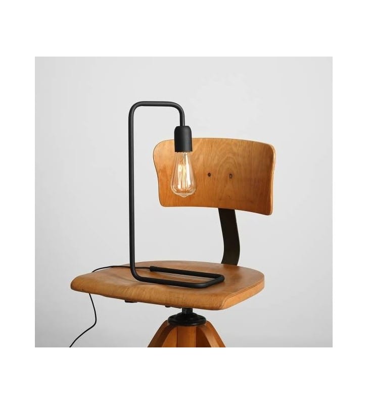 Eko czarna minimalistyczna metalowa lewa lampa stołowa w stylu loftowym industrialnym