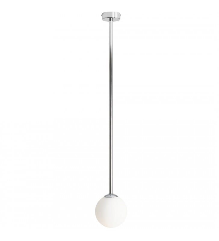 Pinne chromowana stylowa lampa ze szklanym kloszem wysokość 92cm