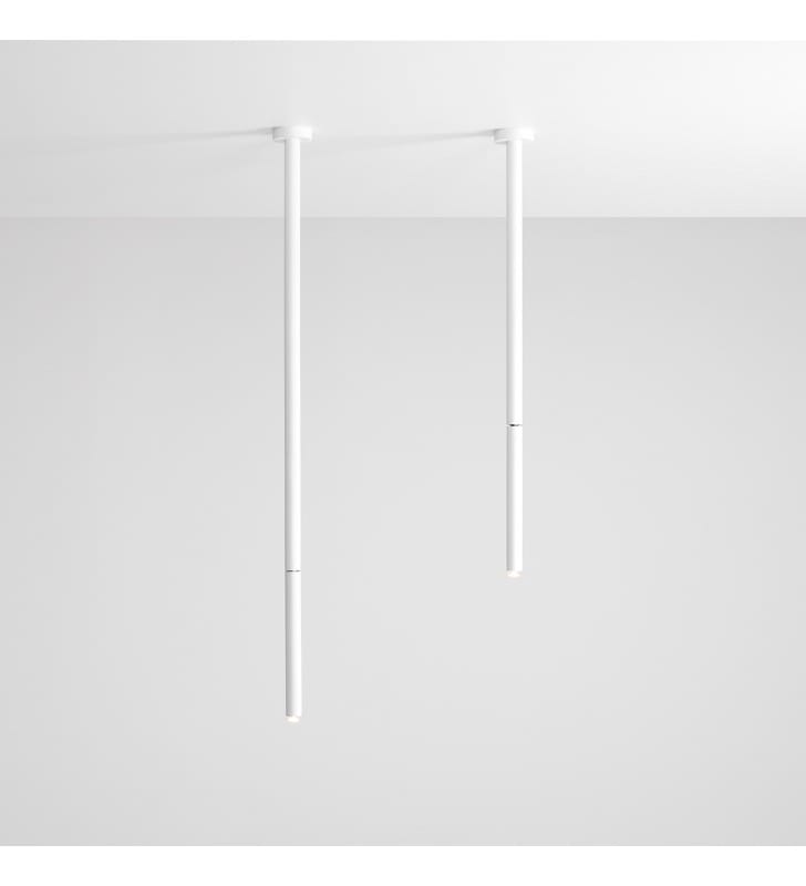 Biała stylowa oprawa sufitowa wisząca Stick wysokość 81cm