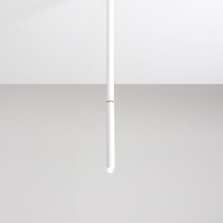 Biała lampa sufitowa Stick w stylu nowoczesnym ruchomy klosz wysokość 54cm do salonu sypialni na korytarz