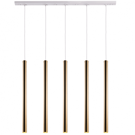 Lampa wisząca 5 punktowa stylowa nowoczesna Akadi biało złota do salonu jadalni nad stół