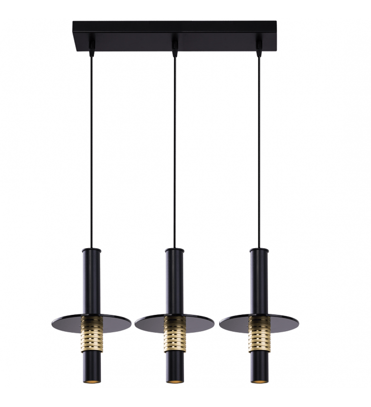 Potrójna nowoczesna oryginalna czarno złota lampa wisząca Alvito