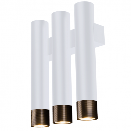 Minimalistyczna nowoczesna lampa ścienna Eido 3 klosze biel patyna