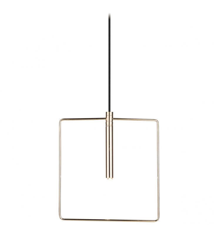 Minimalistyczna złota lampa wisząca Faro kwadratowa ramka 29cm długi zwis