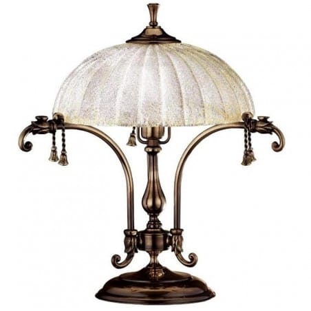 Patynowa matowa lampa Granada stylowa lampa gabinetowa nocna lub na komodę klosz ecru włącznik na kablu