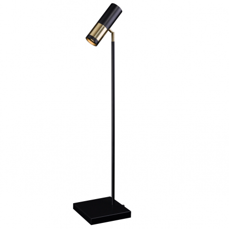 Wysoka lampa gabinetowa Kavos nowoczesna czarna z złotym wykończeniem włącznik na przewodzie