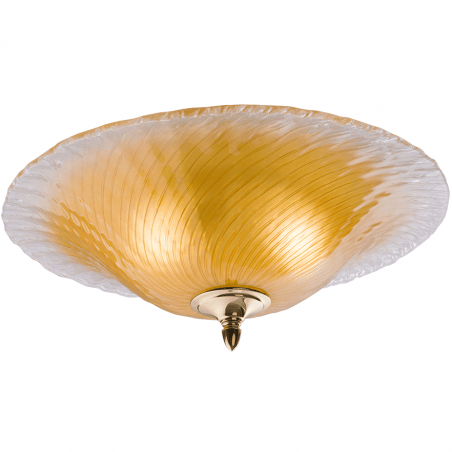 Bursztynowy klasyczny plafon ze szkła ze złotym wykończeniem Roma 55cm na przedpokój do salonu sypialni