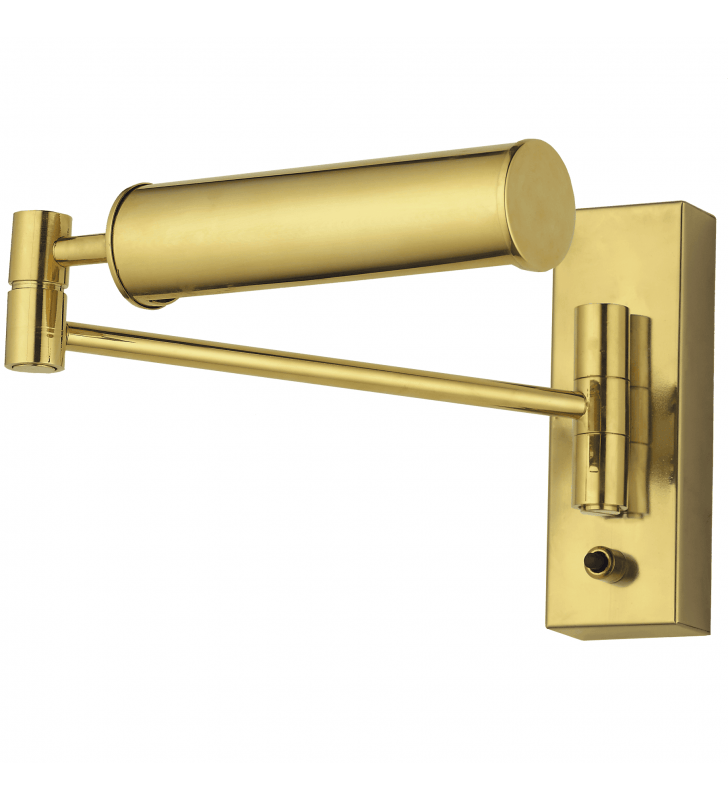 Złota metalowa lampa ścienna Rotto z ruchomym ramieniem włącznik na lampie np. do sypialni przy łóżku