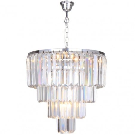 Lampa wisząca Amedeo chrom bezbarwne kaskadowe podłużne kryształy do salonu sypialni jadalni