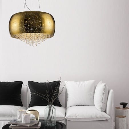 Złota elegancka dekoracyjna lampa wisząca z kryształami Vista - OD RĘKI