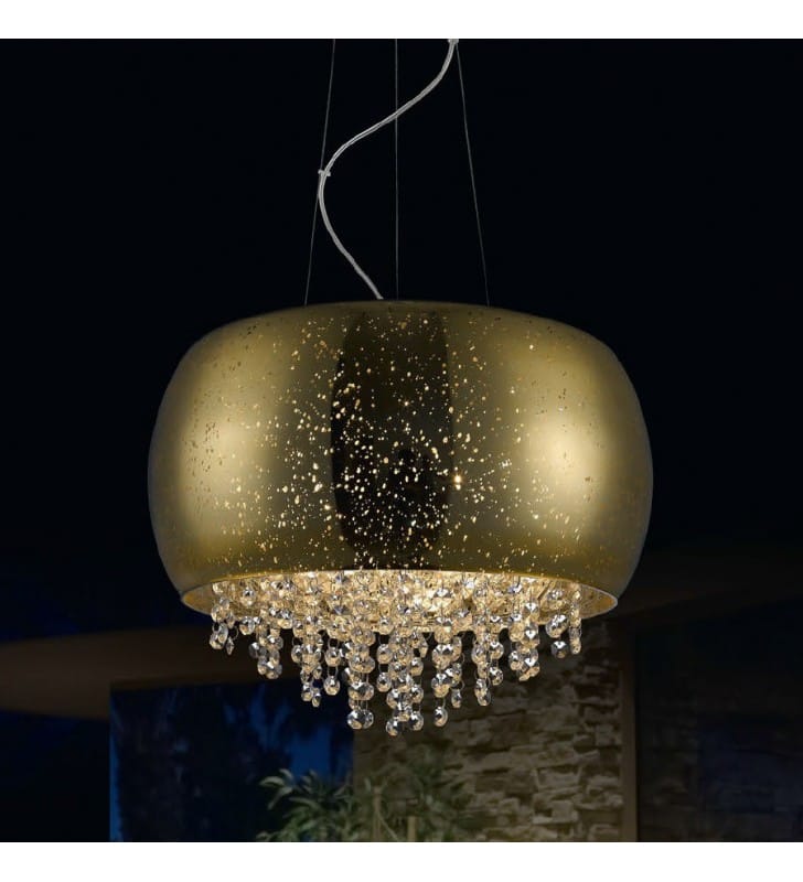Złota elegancka dekoracyjna lampa wisząca z kryształami Vista