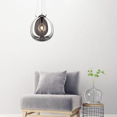 Nowoczesna szklana lampa wisząca Moon 25cm dymiony klosz do salonu sypialni jadalni nad stół