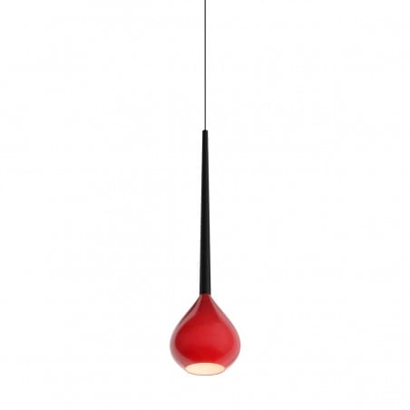 Lampa wisząca Libra pojedyncza nowoczesna czerwona z czarnym wykończeniem klosz szklany pękaty