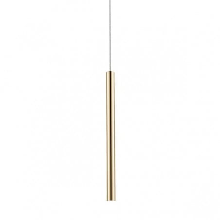 Lampa wisząca Loya złota błyszcząca wąski podłużny klosz minimalistyczna