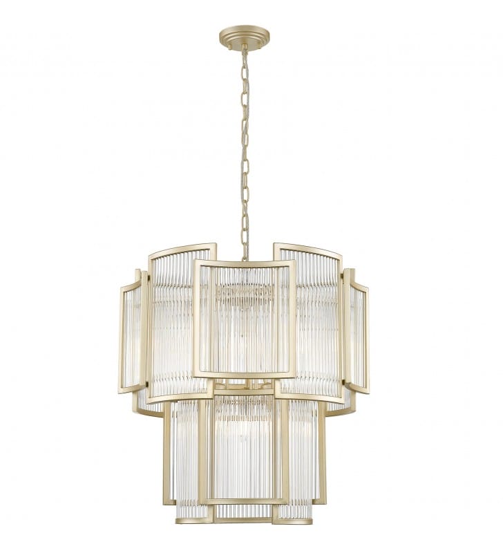 Stylowa szklana złota lampa wisząca Sergio 56cm do salonu jadalni kuchni lub sypialni