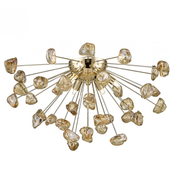 Lampa sufitowa Star nowoczesna w kolorze francuskiego złota zdobiona szklanymi kamieniami do salonu sypialni na korytarz