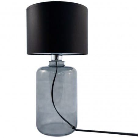 Szklana lampa stołowa z czarnym abażurem Samasun np. na stolik nocny lub na komodę