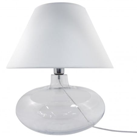 Biała lampa stołowa Adana bezbarwna szklana podstawa wysokość 44cm