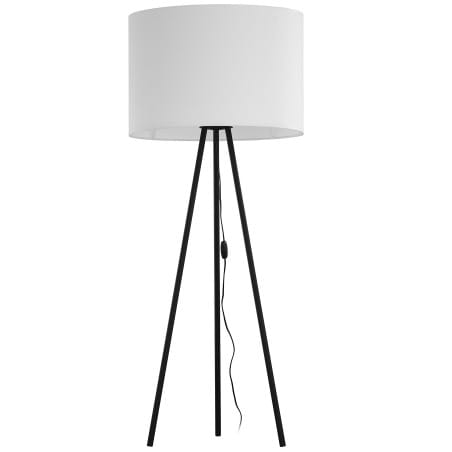 Lampa podłogowa Nallu czarny trójnóg biały abażur styl nowoczesny