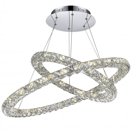 Duża lampa kryształowa typu zwis Marilyn 2 owalne obręcze kryształowe LED 4000K długi zwis