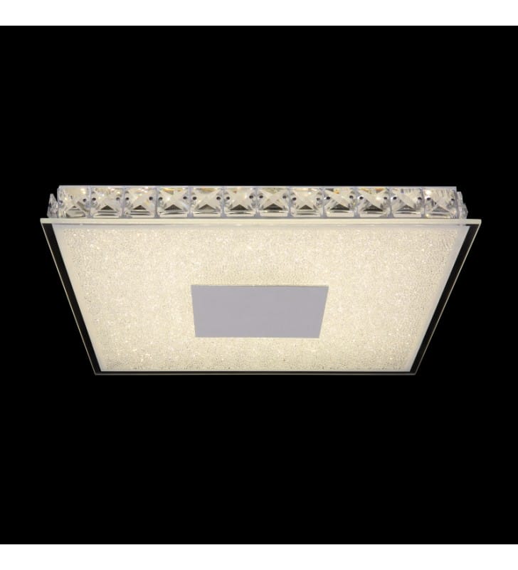 Szklany kwadratowy plafon z akrylowymi kryształami Denni LED