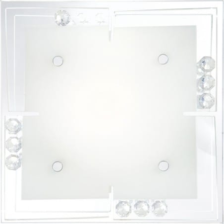 Plafon Dubia kwadratowy szklany mały 24cm kryształki lustrzana tafla odbijająca światło