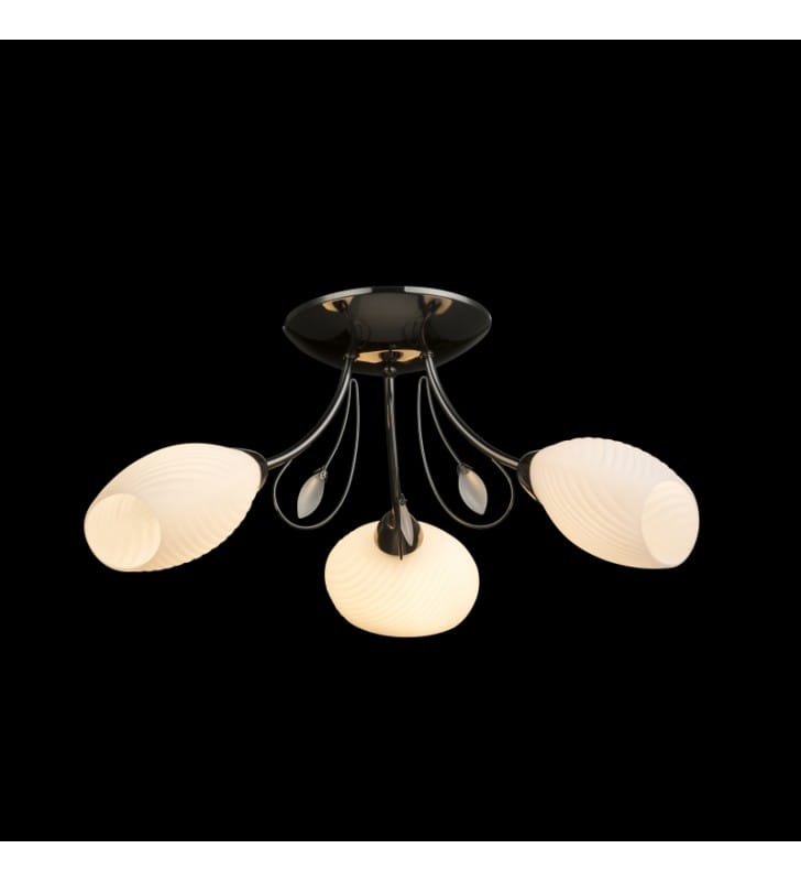 Todra nowoczesna 3 punktowa lampa sufitowa kolor czarny chrom szklane klosze np. do niskiego salonu sypialni na korytarz