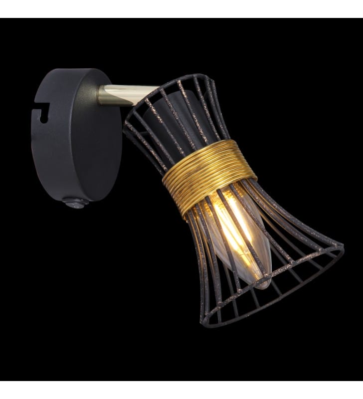 Czarno złota lampa ścienna z włącznikiem Purra