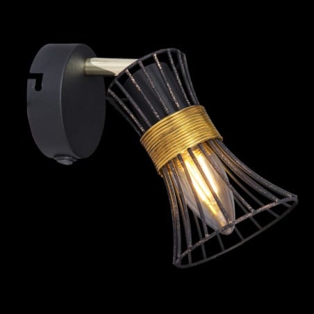 Czarno złota lampa ścienna z włącznikiem Purra