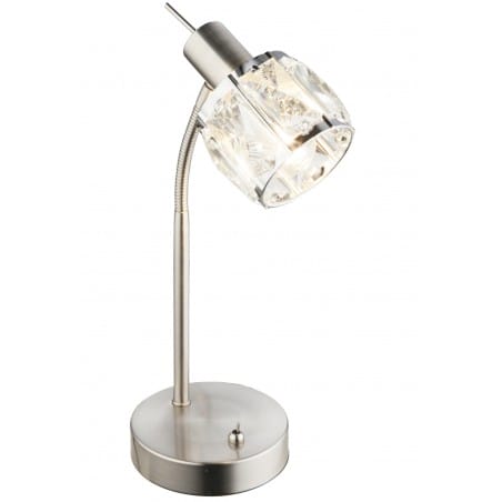 Nieduża lampa stołowa z kryształowym kloszem Kris ramię flexo włącznik na podstawie