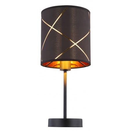 Nieduża czarna lampa stołowa Bemmo abażur ze złotym środkiem