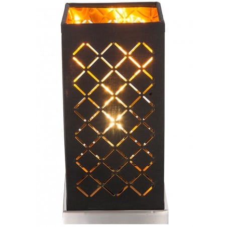 Czarna lampa stołowa Clarke abażur ze złotym wnętrzem z ażurowym dekorem 25cm