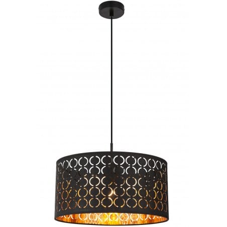 Lampa wisząca Harald 40cm abażur czarny ze złotym wnętrzem dekor koła do salonu sypialni jadalni kuchni