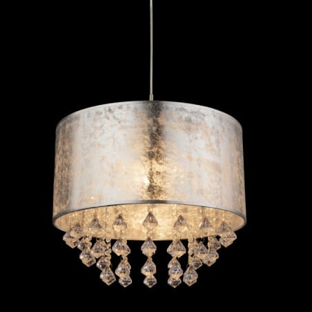 Srebrna lampa wisząca z akrylowymi kryształkami do salonu sypialni jadalni Amy I 40cm styl glamour