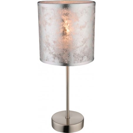 Prosta 35cm lampa stołowa Amy I srebrna abażur z materiału