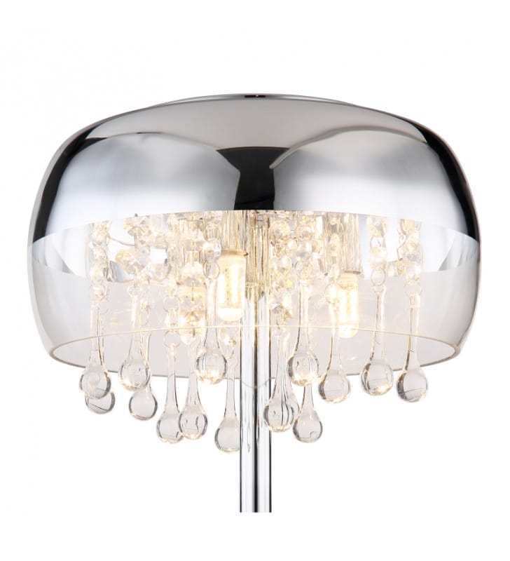 Lampa stołowa Kalla szklany klosz z kryształami do sypialni na komodę do salonu styl glamour