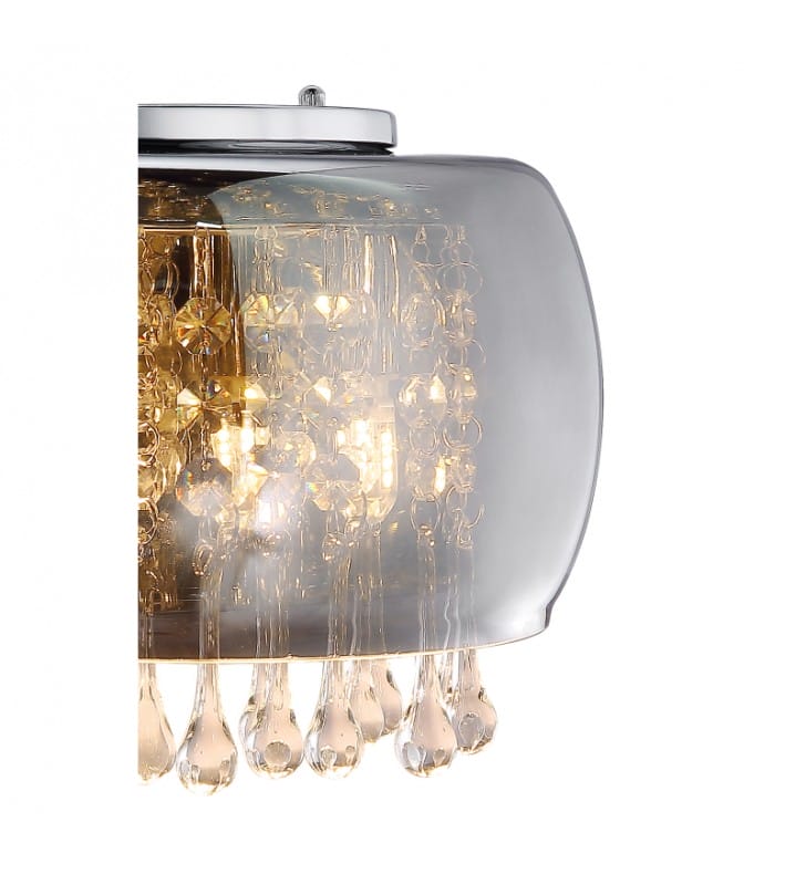 Szklana lampa ścienna z kryształami Kalla klosz dymiony styl glamour do salonu sypialni na korytarz