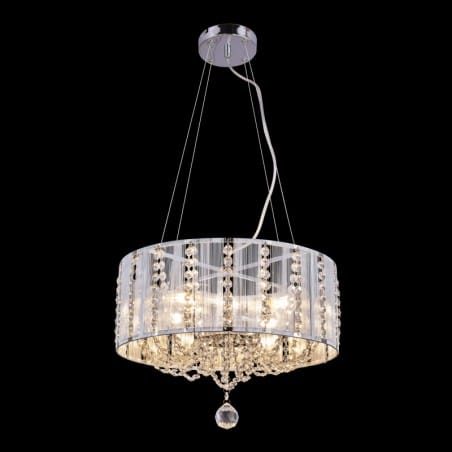 Kryształowa lampa wisząca Walla 40cm chrom abażur srebrny styl glamour do salonu sypialni jadalni