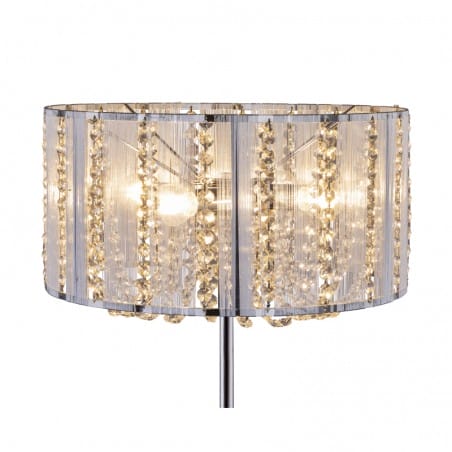 Lampa podłogowa Walla chrom abażur srebrny kryształowy styl glamour do salonu sypialni