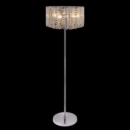 Lampa podłogowa Walla chrom abażur srebrny kryształowy styl glamour do salonu sypialni