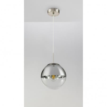 Lampa wisząca Varus 20cm szklana dwu barwna kula ze szkła chrom bezbarwny