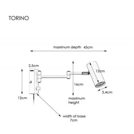 Biała nowoczesna lampa ścienna ze składanym ramieniem Torino ściemniacz kabel z wtyczką